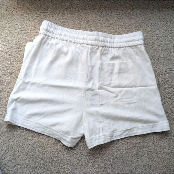 NWT Splendid White Textured Campside Shorts with Elastic Waist Sz L